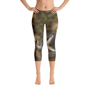 Grey Crowned Crane Capri Leggings